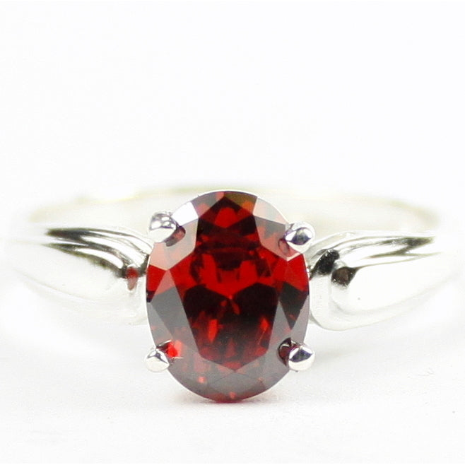 Sterling Silver Ladies Ring Garnet CZ SR058 Image 1