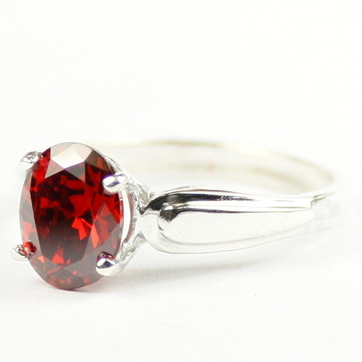 Sterling Silver Ladies Ring Garnet CZ SR058 Image 2