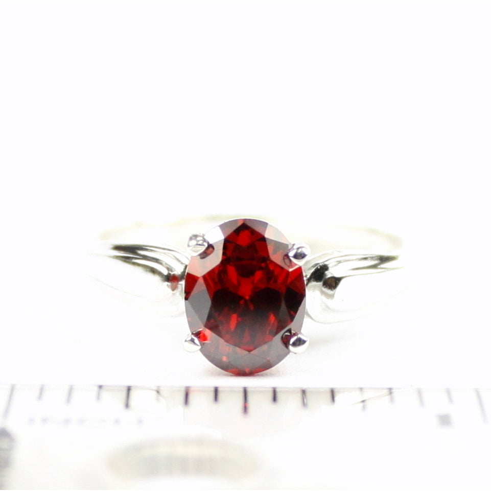 Sterling Silver Ladies Ring Garnet CZ SR058 Image 4