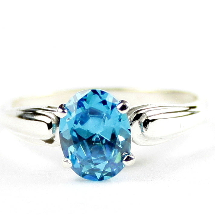 Sterling Silver Ring Swiss Blue CZ SR058 Image 1