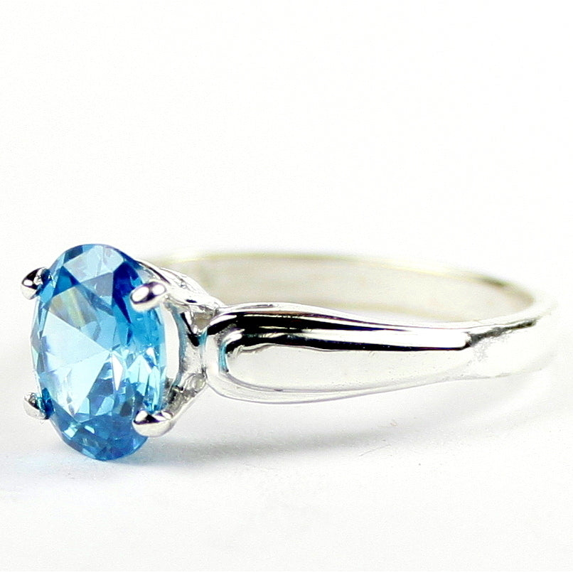 Sterling Silver Ring Swiss Blue CZ SR058 Image 2