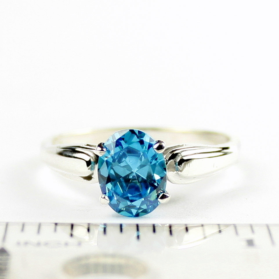 Sterling Silver Ring Swiss Blue CZ SR058 Image 4