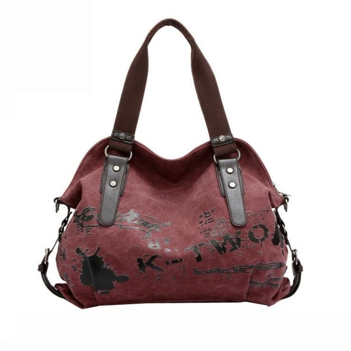 Large Capacity Fashionable Canvas Handbags Image 4