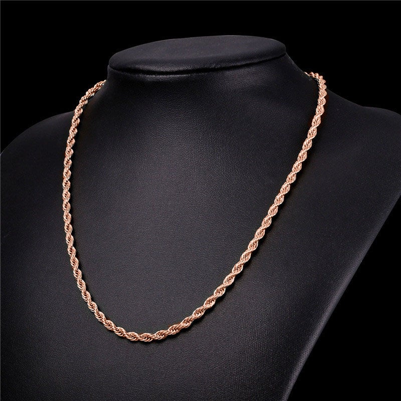 Stainless Steel 5mm Rope Chain Necklace 18 to 30 Inches Gold or Rhodium Options Image 1