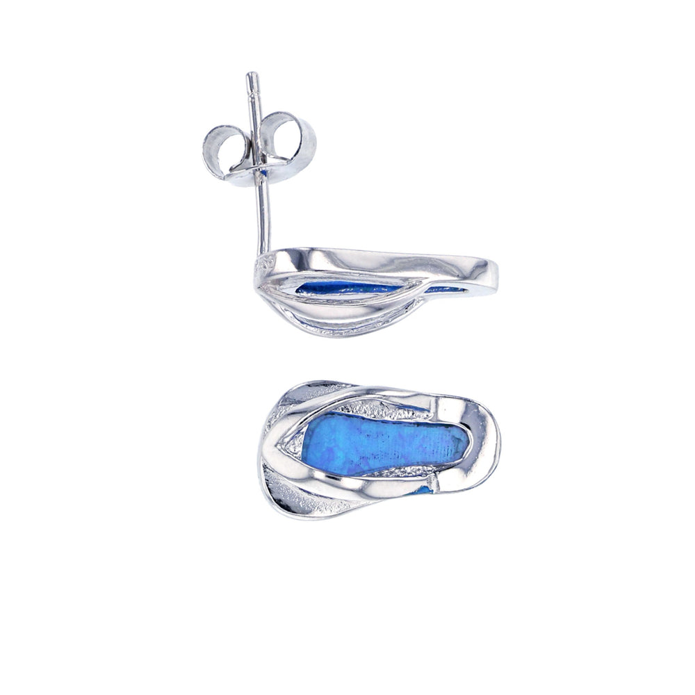 Sterling Silver Opal Flip-flop Post Earrings Image 2