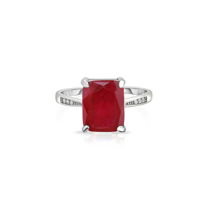 4.00 CTTW Genuine Ruby Emerald Cut Ring In Sterling Silver Image 1