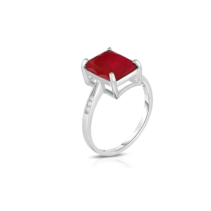 4.00 CTTW Genuine Ruby Emerald Cut Ring In Sterling Silver Image 2