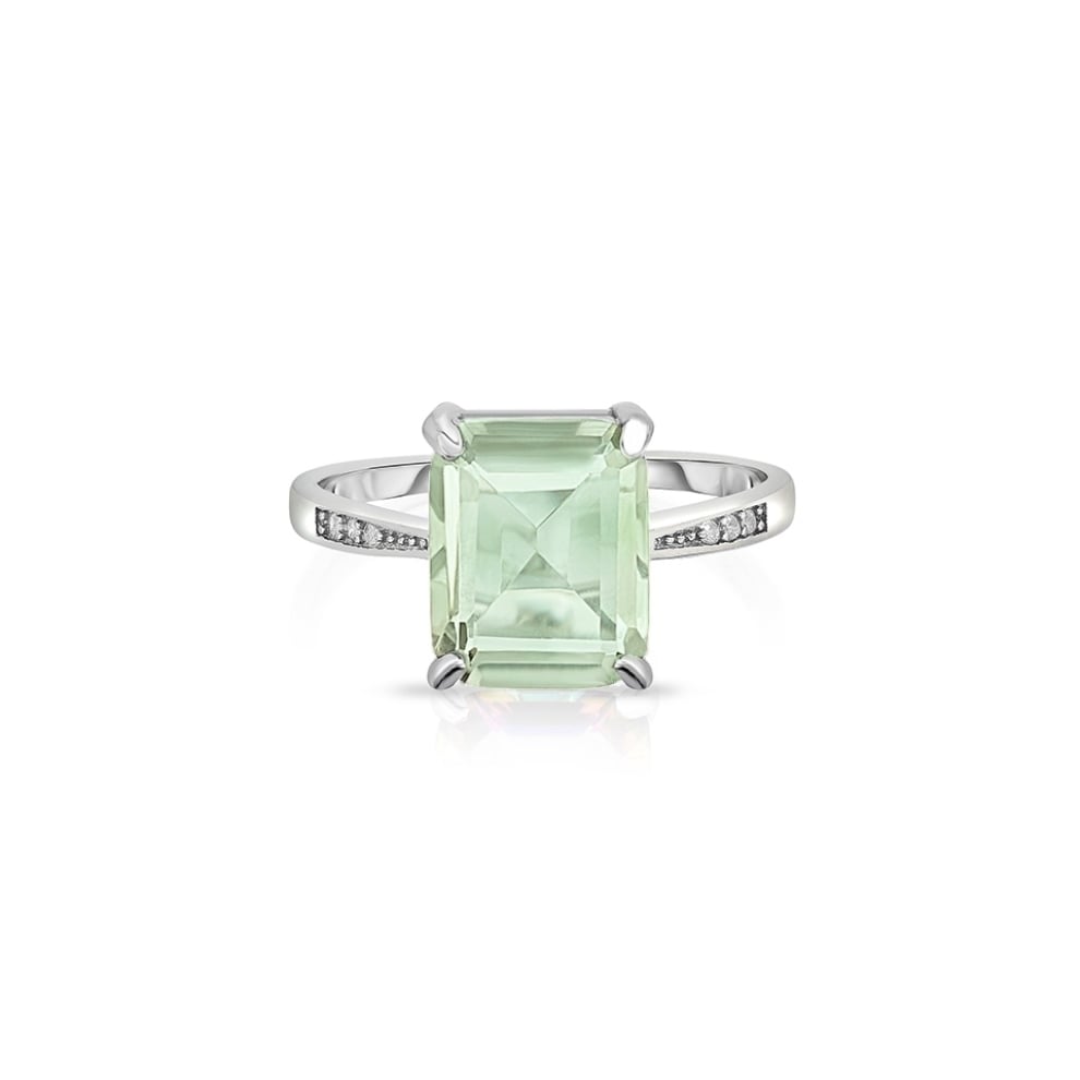 Genuine Green Amethyst Emerald Cut Ring 4.00 CTTW Sterling Silver Size 6-9 Image 2