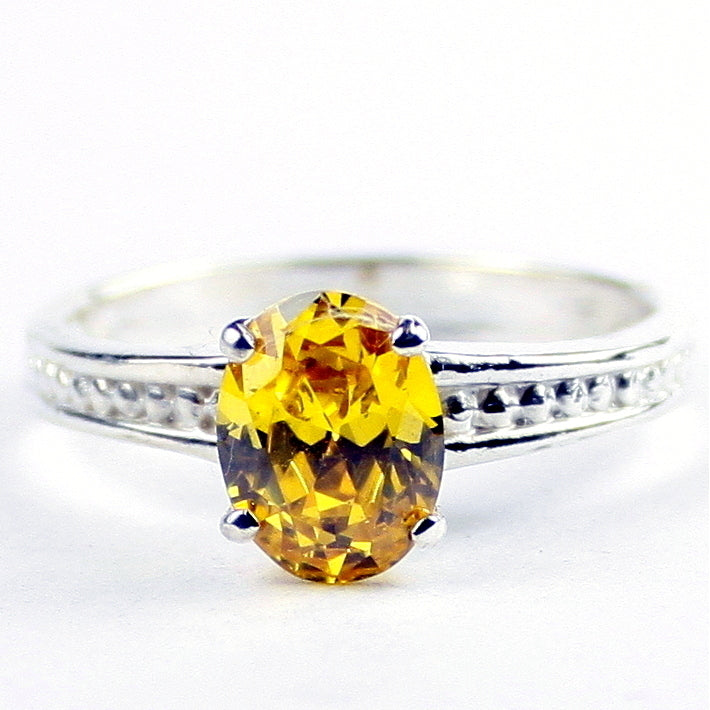 SR371 Golden Yellow CZ 925 Sterling Silver Ladies Ring, Image 1