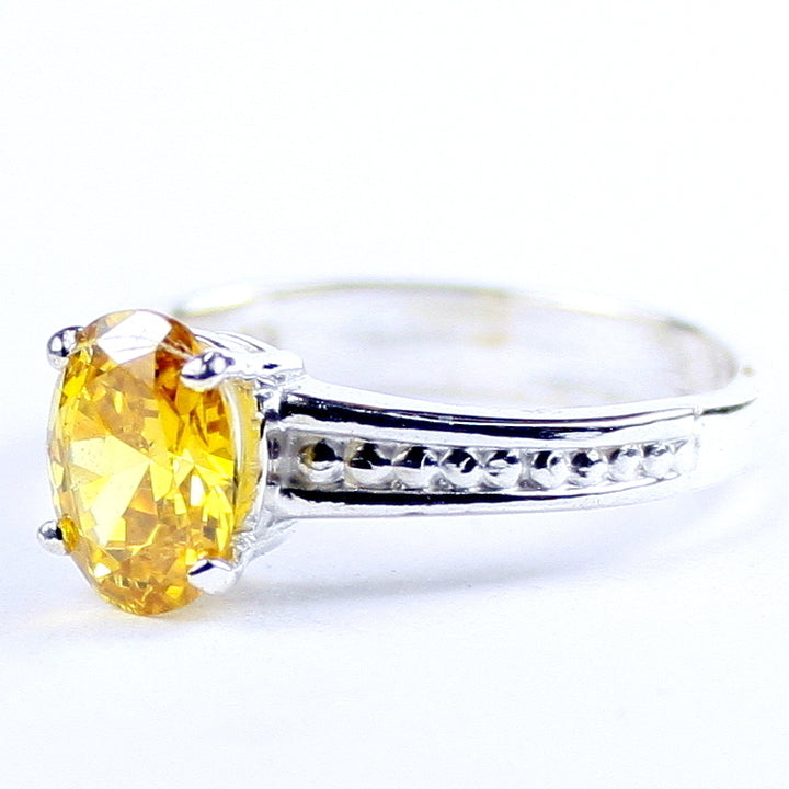 SR371 Golden Yellow CZ 925 Sterling Silver Ladies Ring, Image 2