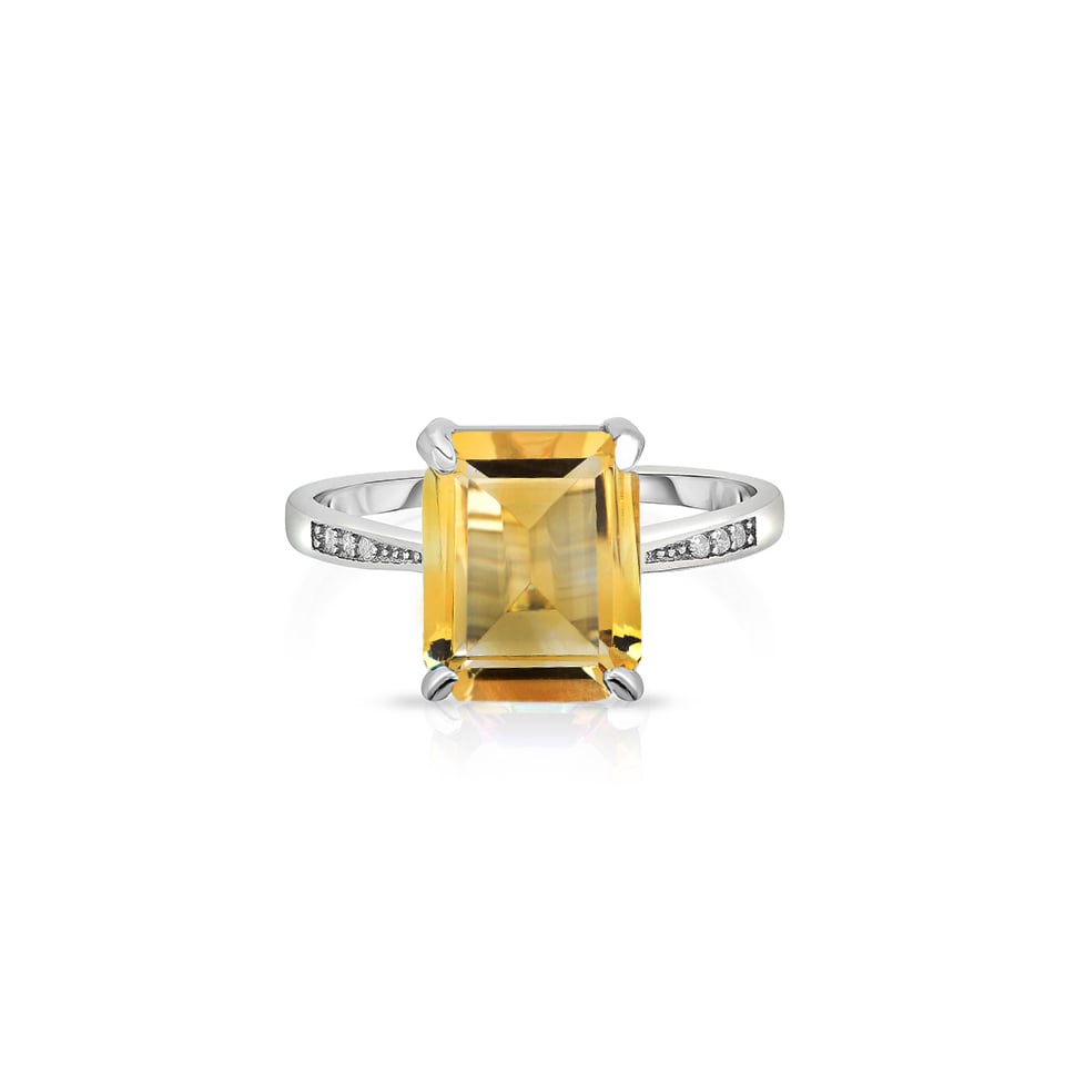 Sterling Silver Emerald Cut Citrine Ring 4.00 CTTW Genuine Gemstone Sizes 6-9 Image 2