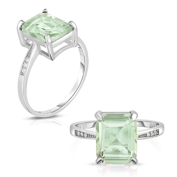 Genuine Green Amethyst Emerald Cut Ring 4.00 CTTW Sterling Silver Size 6-9 Image 3