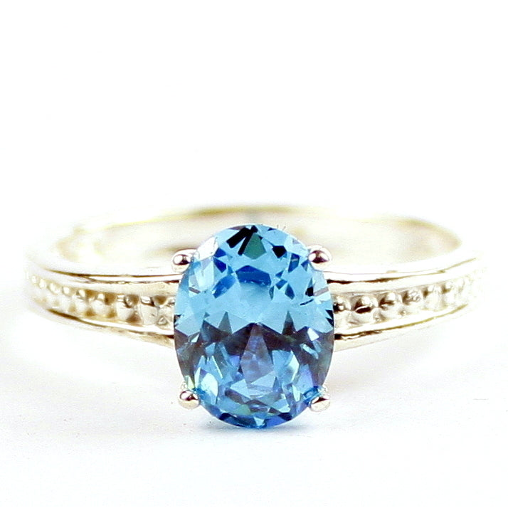 SR371 Swiss Blue CZ 925 Sterling Silver Ladies Ring, Image 1