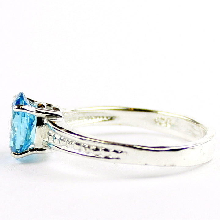 SR371 Swiss Blue CZ 925 Sterling Silver Ladies Ring, Image 3