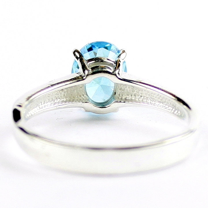 SR371 Swiss Blue CZ 925 Sterling Silver Ladies Ring, Image 4