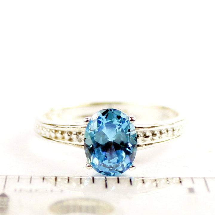 SR371 Swiss Blue CZ 925 Sterling Silver Ladies Ring, Image 6