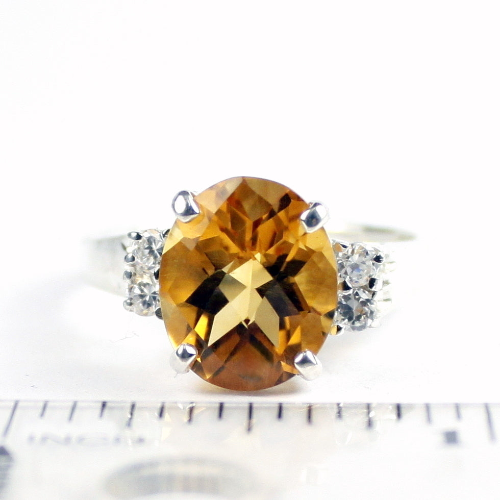 SR244 Citrine 925 Sterling Silver Ring, Image 4