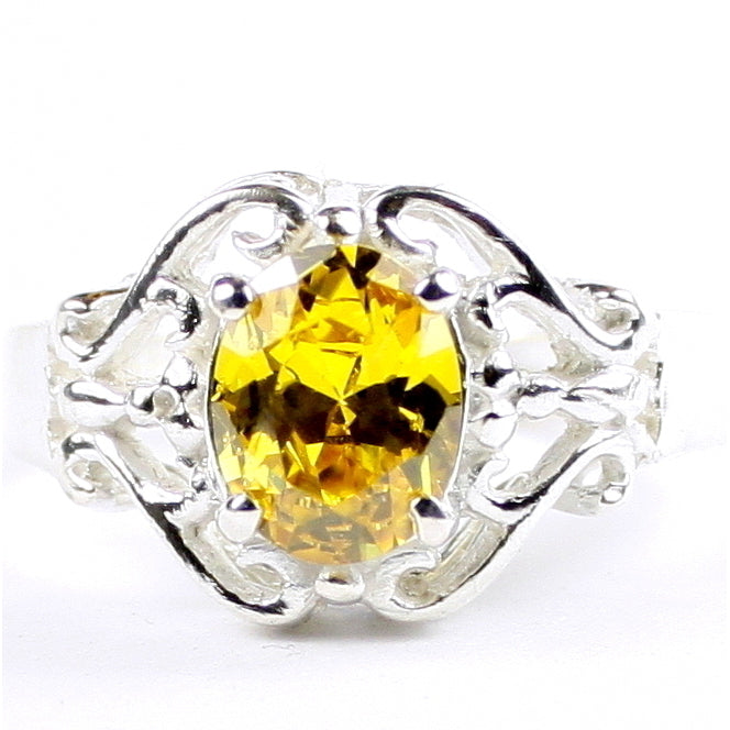 SR169 Golden Yellow CZ 925 Sterling Silver Ladies Rings Image 1