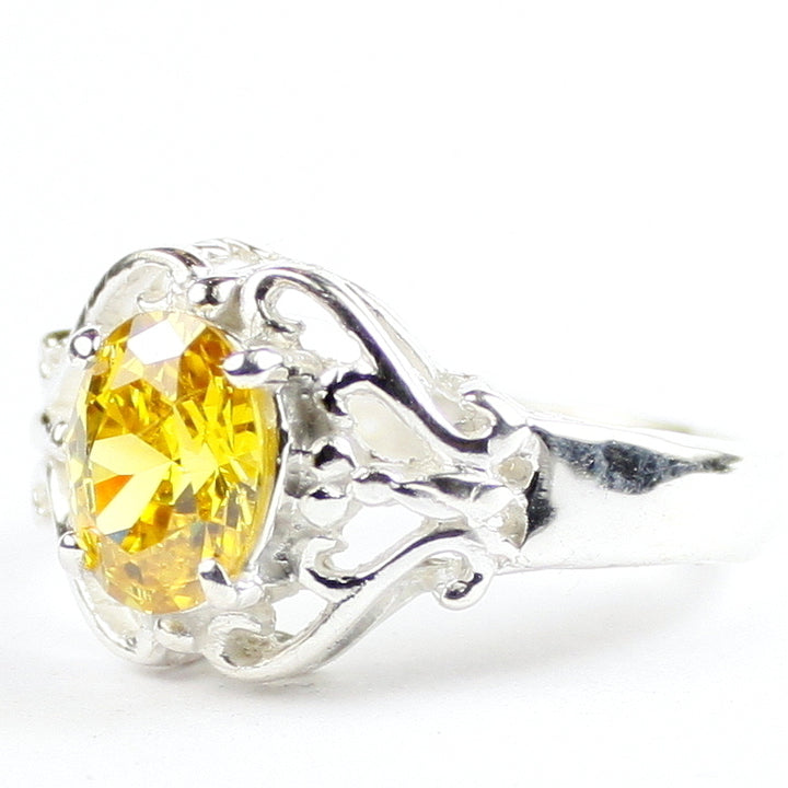 SR169 Golden Yellow CZ 925 Sterling Silver Ladies Rings Image 2