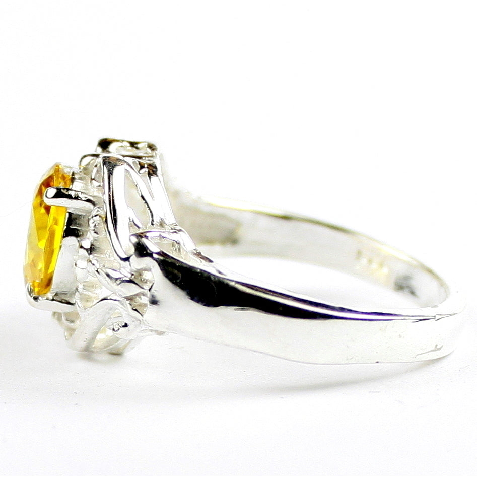 SR169 Golden Yellow CZ 925 Sterling Silver Ladies Rings Image 3