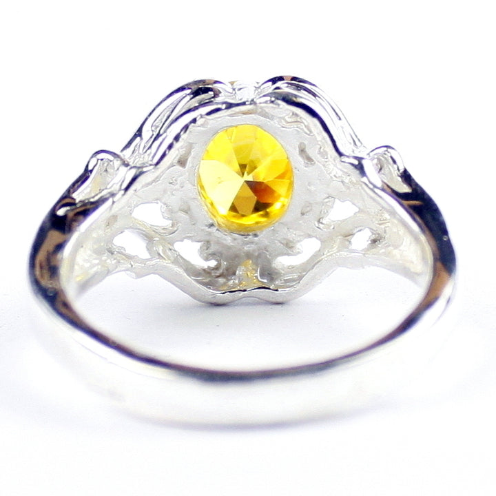 SR169 Golden Yellow CZ 925 Sterling Silver Ladies Rings Image 4