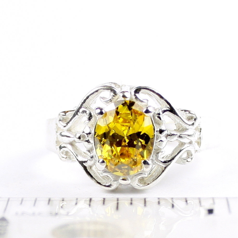 SR169 Golden Yellow CZ 925 Sterling Silver Ladies Rings Image 4