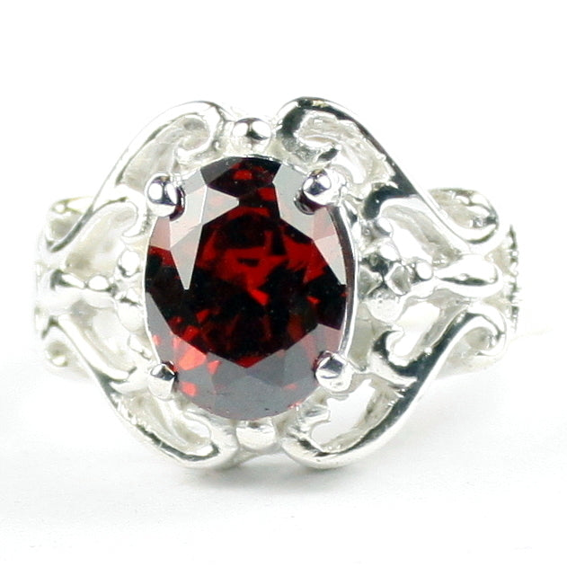 SR169 Garnet CZ 925 Sterling Silver Ladies Rings, Image 1