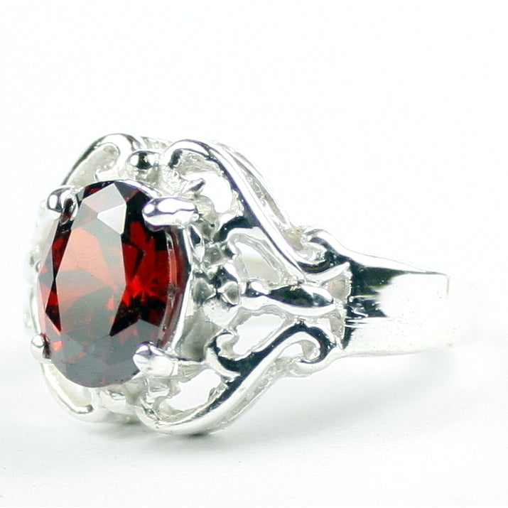 SR169 Garnet CZ 925 Sterling Silver Ladies Rings, Image 2