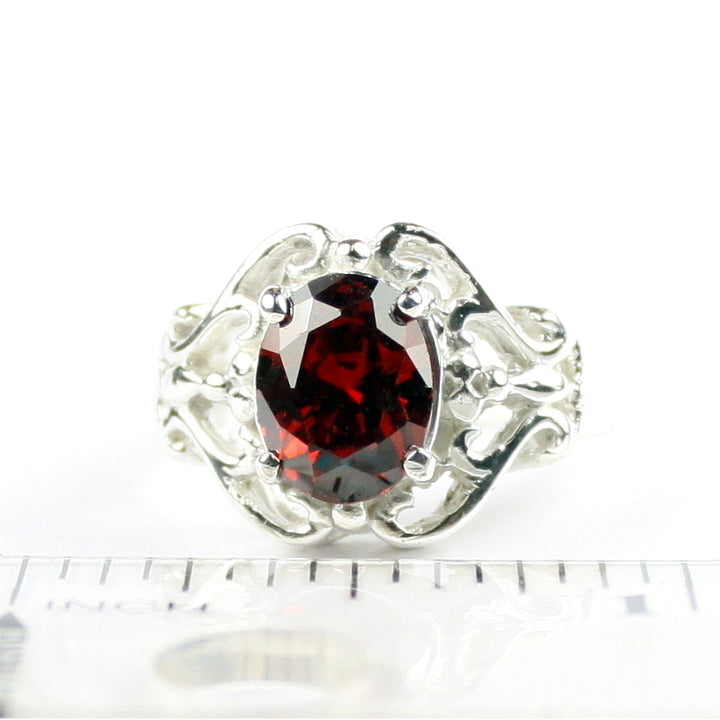 SR169 Garnet CZ 925 Sterling Silver Ladies Rings, Image 4