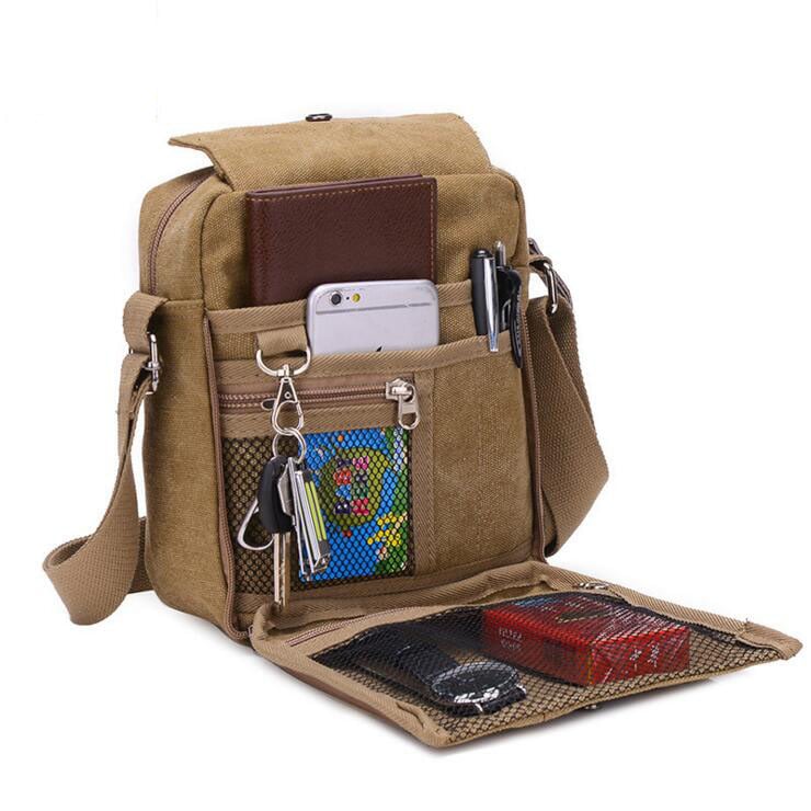 Multi-compartment Shoulder Canvas Bag Image 1