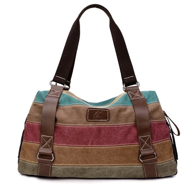 Fashion Stitching Canvas Handbags Image 1