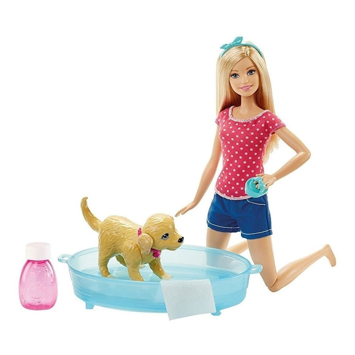 Barbie Splish Splash Pup Playset Doll Puppy Bubble Bathtime Tub Mattel Toy DGY83 Image 4