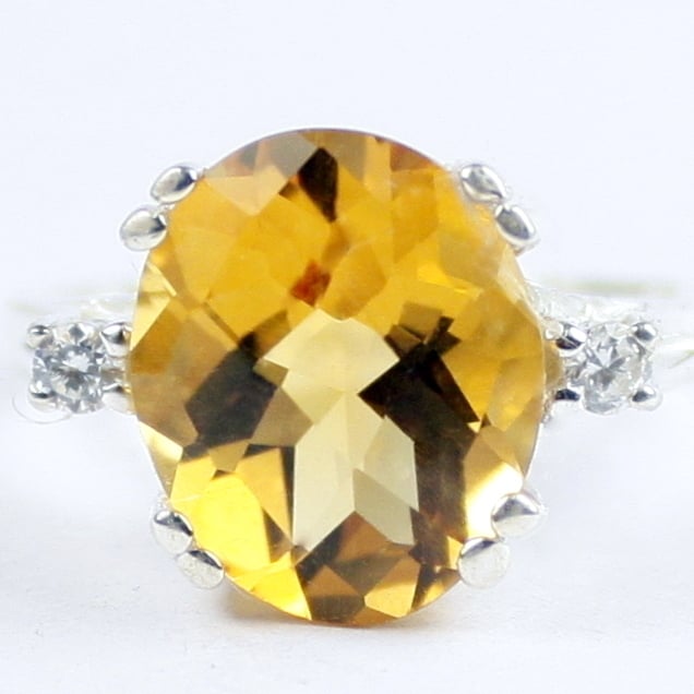 SR150 Citrine 925 Sterling Silver Ring Image 1