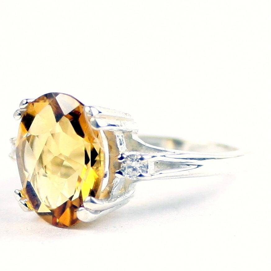 SR150 Citrine 925 Sterling Silver Ring Image 2