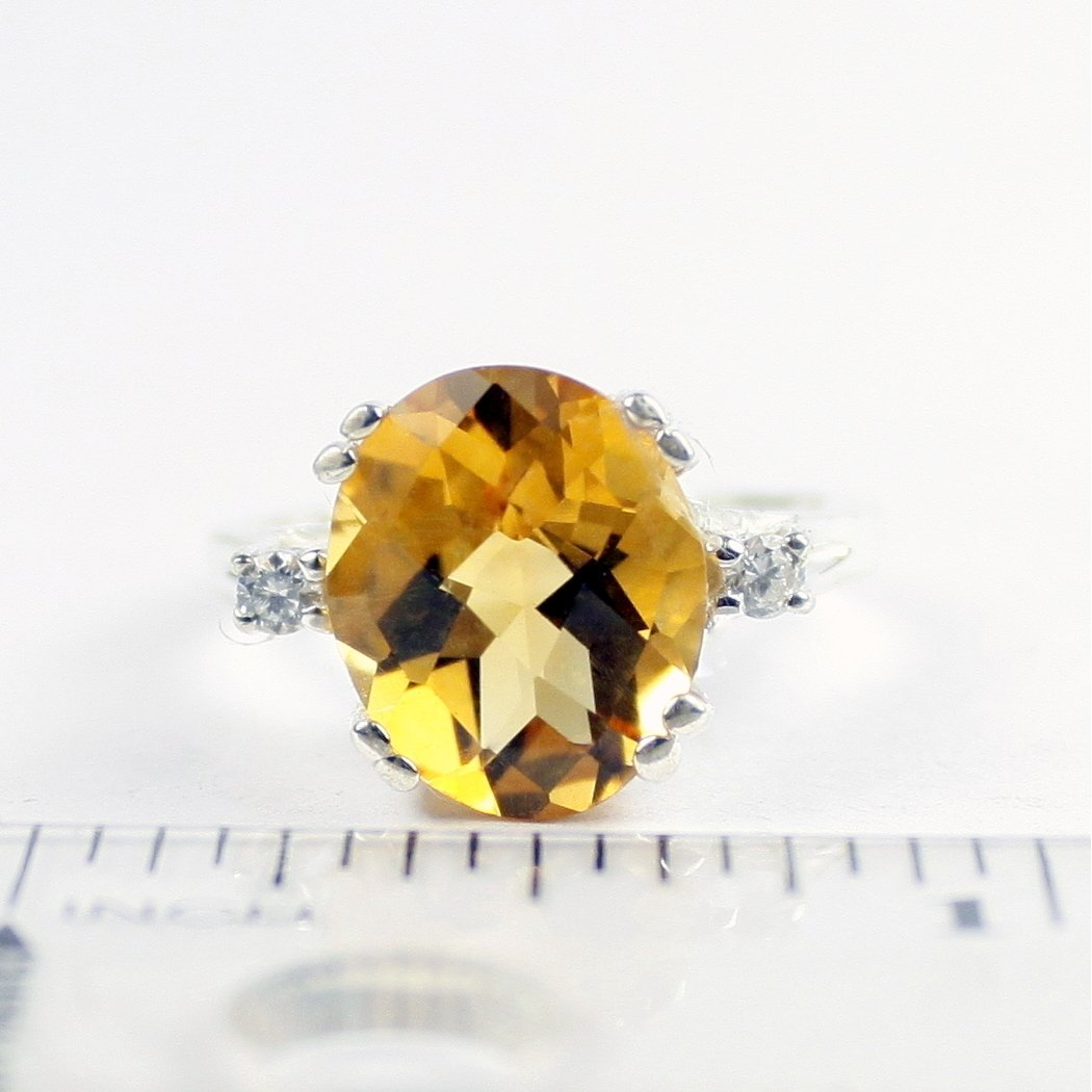 SR150 Citrine 925 Sterling Silver Ring Image 4