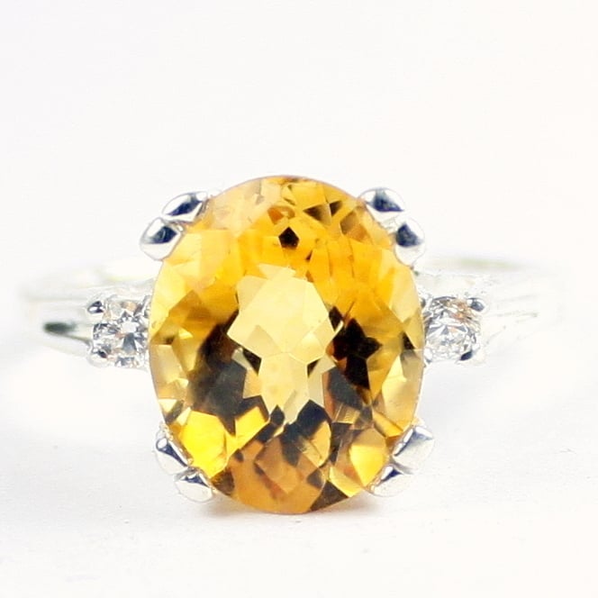 SR155 Citrine 925 Sterling Silver Ring, Image 1