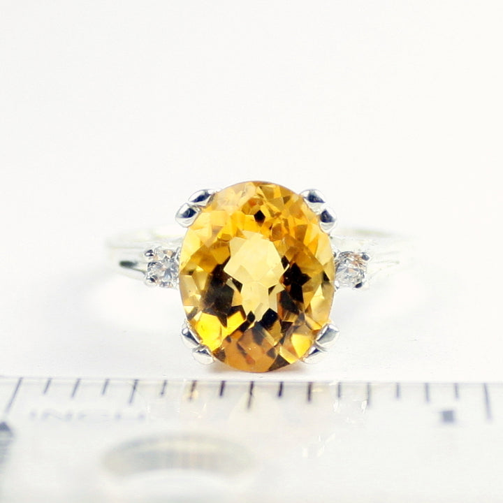 SR155 Citrine 925 Sterling Silver Ring, Image 4