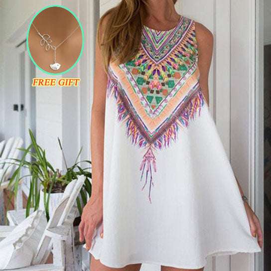 Aztec Tribal Print Sleeveless Shift Dress Image 3