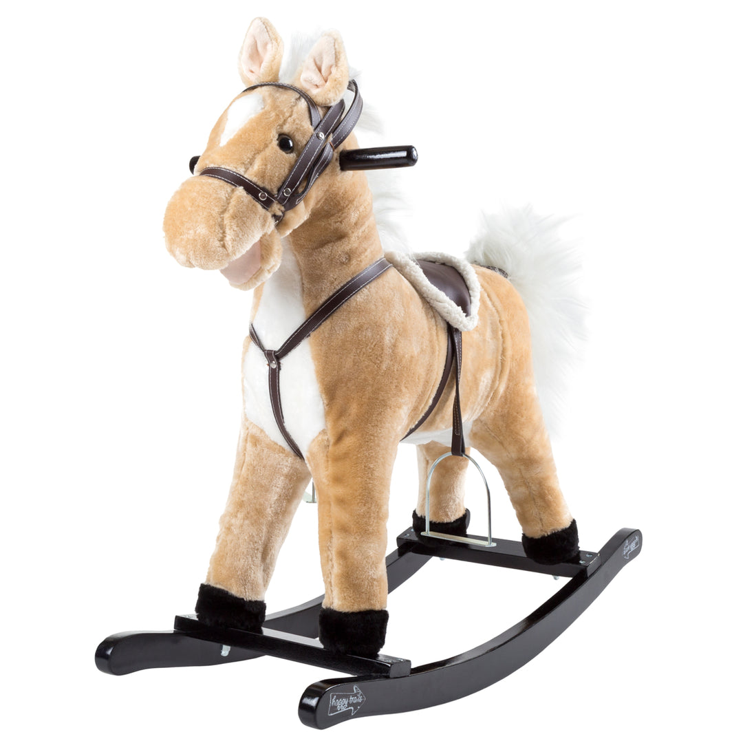 Happy Trails Rocking Horse Toddler to 4 Yrs Wooden Rocker Stuffed Animal Noise Saddle Reins Ride on Toy Image 1