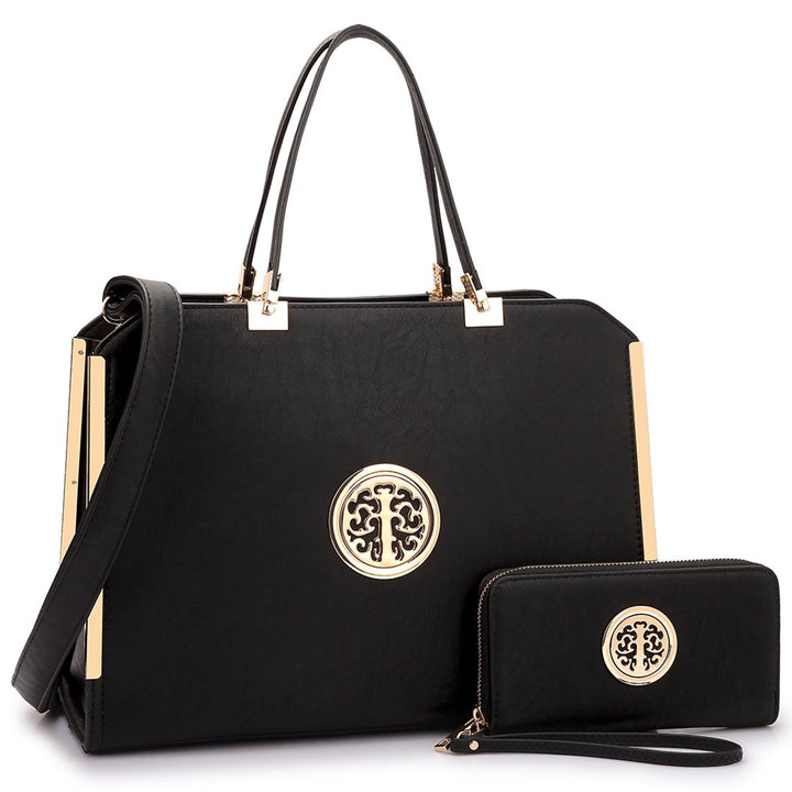 Dasein Designer Slim Handle Leather Briefcase Satchel Shoulder Bag Handbag Tablet Bag iPad Bag with Matching Wallet Image 1