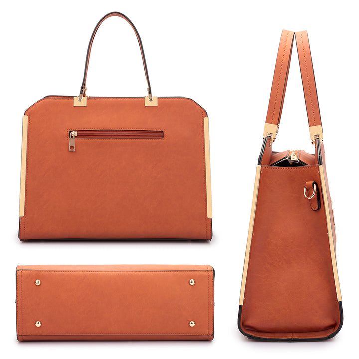 Dasein Designer Slim Handle Leather Briefcase Satchel Shoulder Bag Handbag Tablet Bag iPad Bag with Matching Wallet Image 3