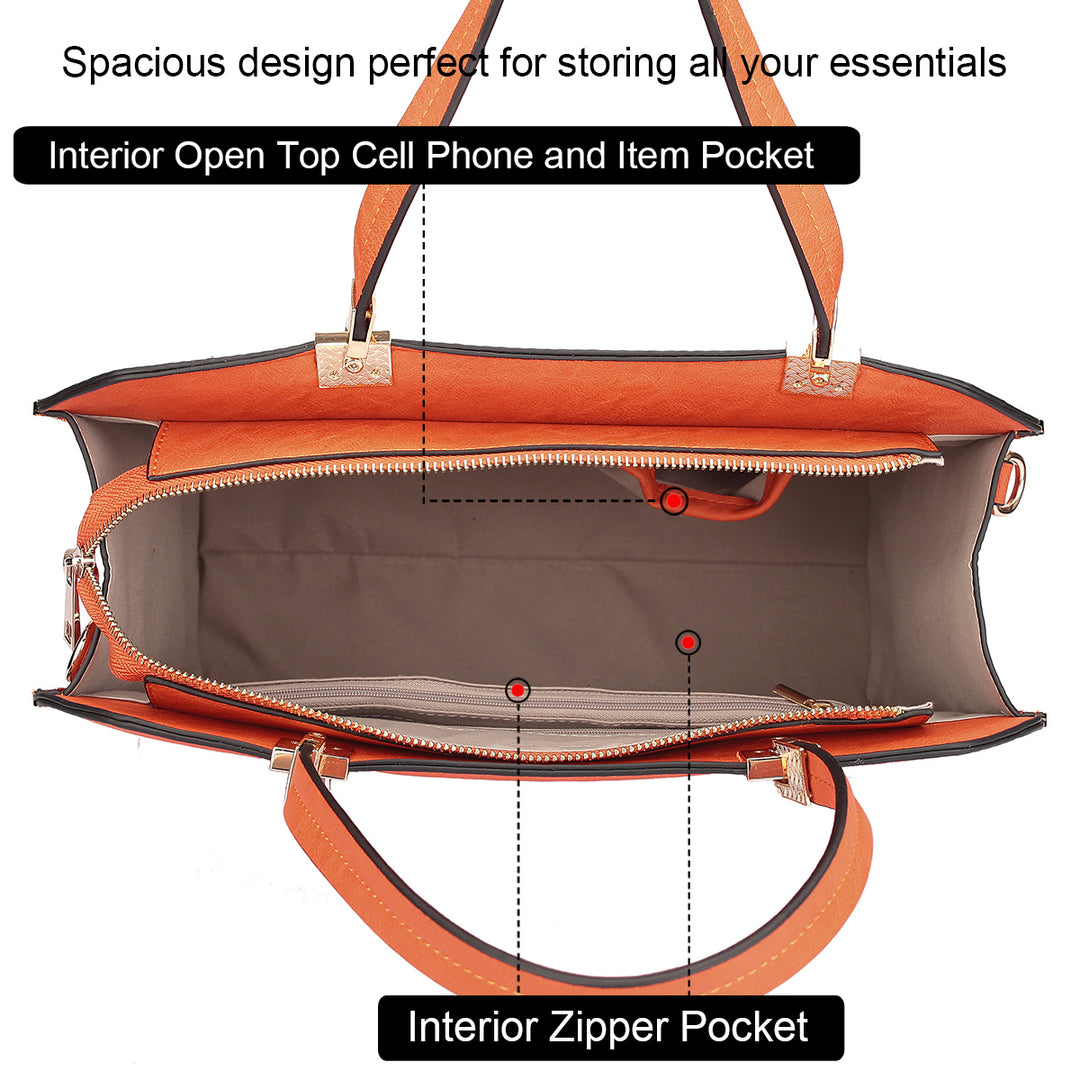Dasein Designer Slim Handle Leather Briefcase Satchel Shoulder Bag Handbag Tablet Bag iPad Bag with Matching Wallet Image 4
