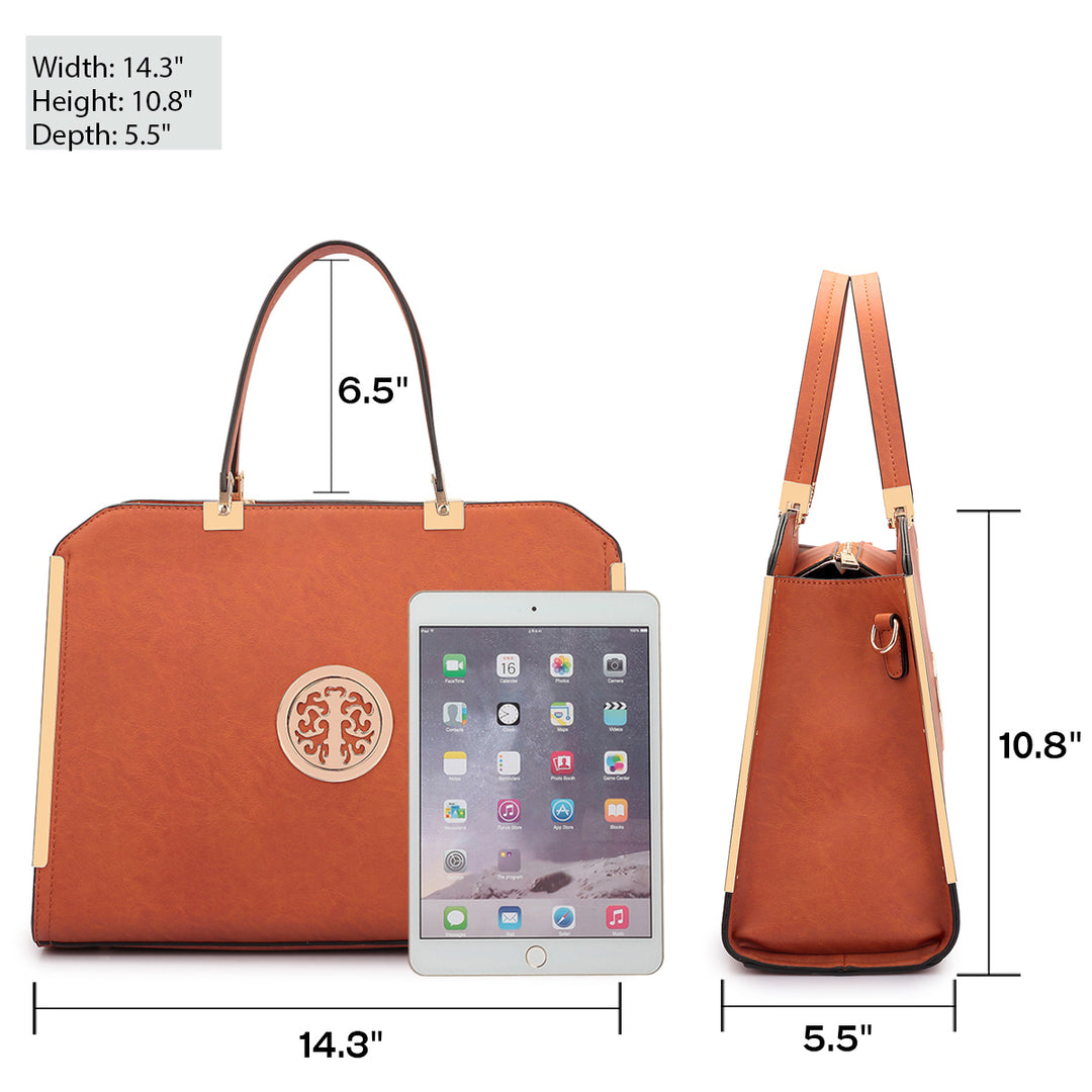Dasein Designer Slim Handle Leather Briefcase Satchel Shoulder Bag Handbag Tablet Bag iPad Bag with Matching Wallet Image 6
