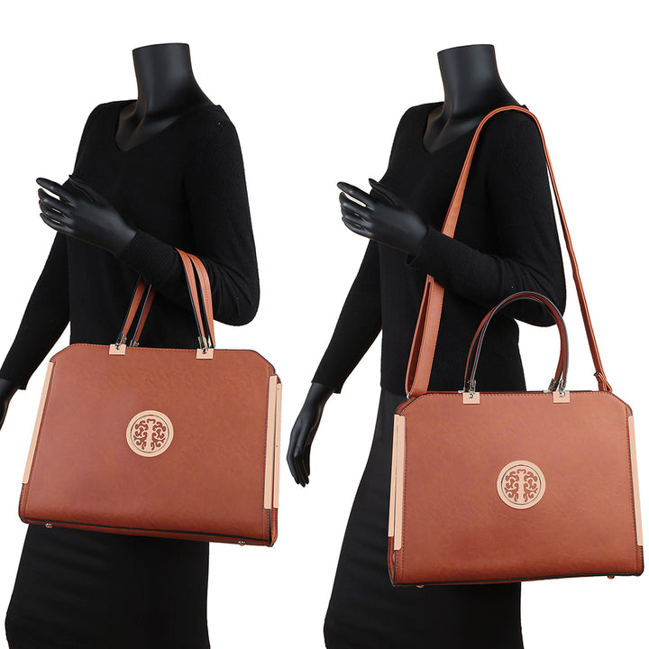 Dasein Designer Slim Handle Leather Briefcase Satchel Shoulder Bag Handbag Tablet Bag iPad Bag with Matching Wallet Image 7