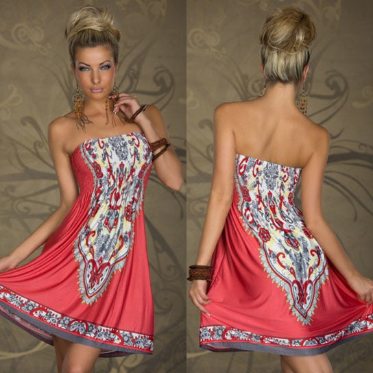Boho Strapless Dress in 6 Colors Image 1