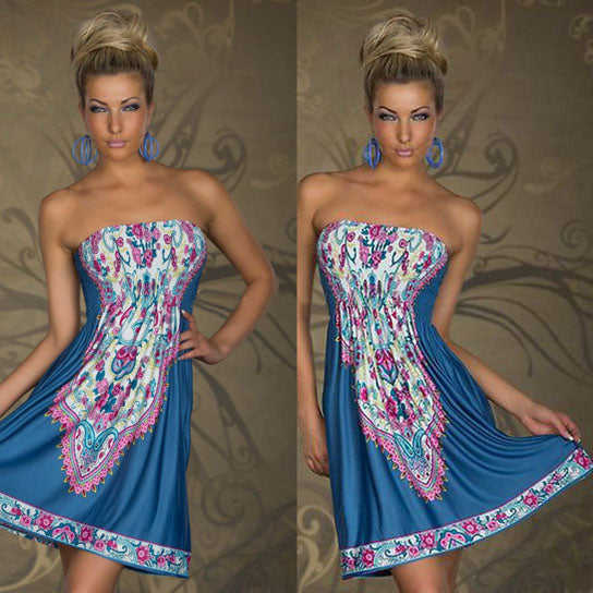 Boho Strapless Dress in 6 Colors Image 1