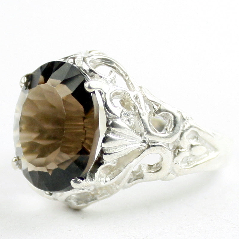 SR114 Smoky Quartz 925 Sterling Silver Ring, Image 2