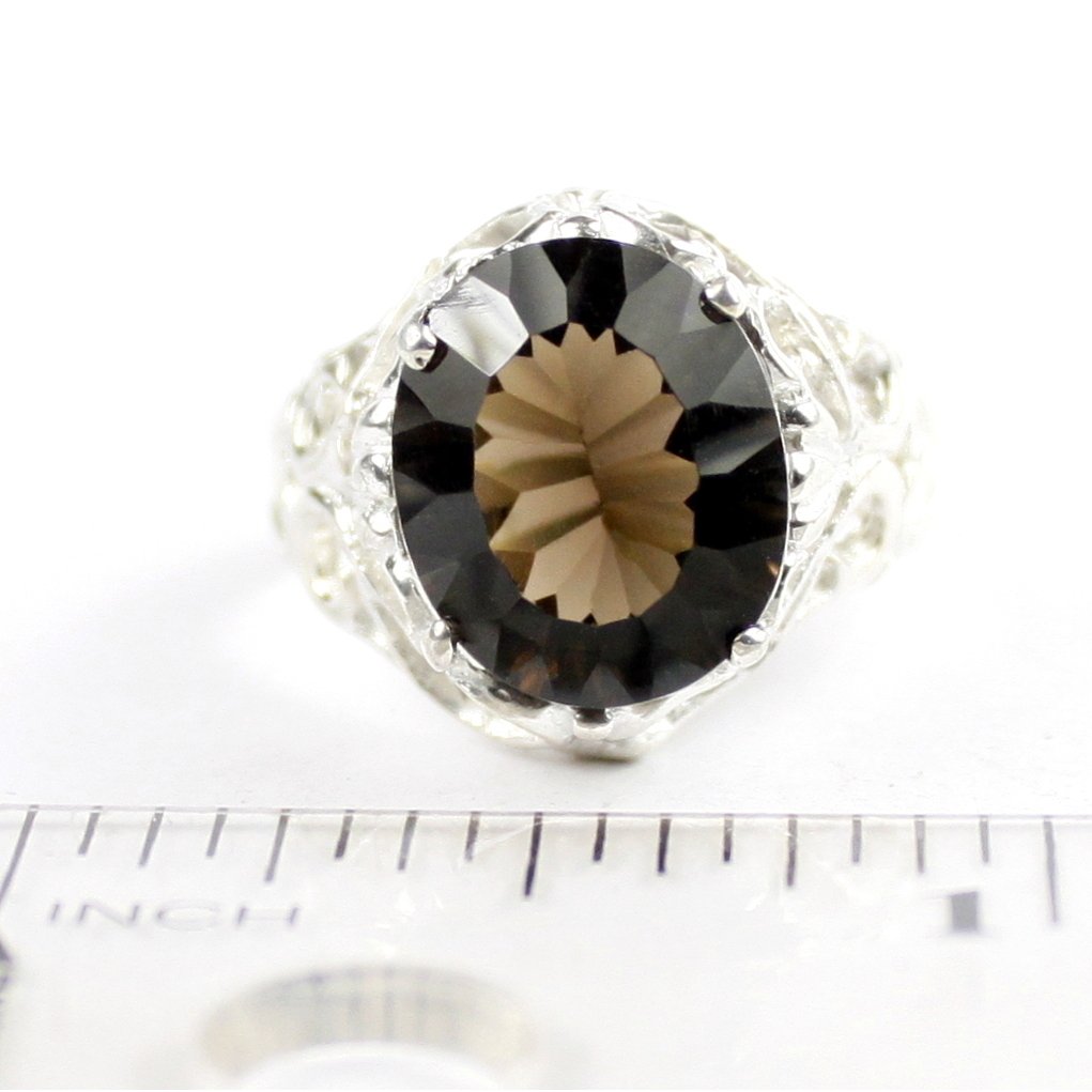 SR114 Smoky Quartz 925 Sterling Silver Ring, Image 4