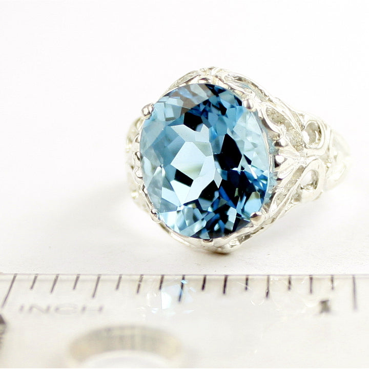 SR114 Swiss Blue Topaz 925 Sterling Silver Ring, Image 4