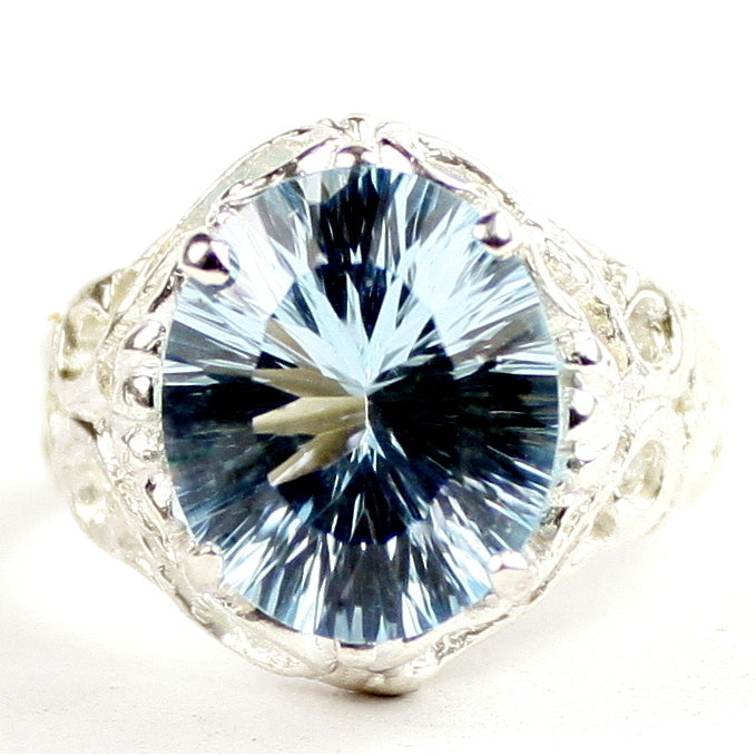 SR114 Quantum Cut Swiss Blue Topaz 925 Sterling Silver Ring, Image 1